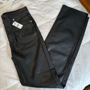 Express Super High Waisted Faux Leather Modern Straight Pant